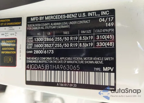 2017 Mercedes-Benz Gle 350 from USA, damaged, VIN 4JGDA5JB1HA963065